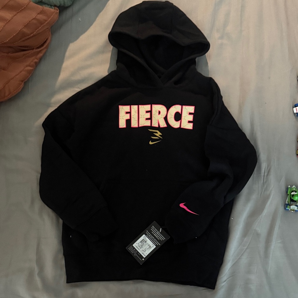 Girls Black Fierce Hoodie with Pink Accents